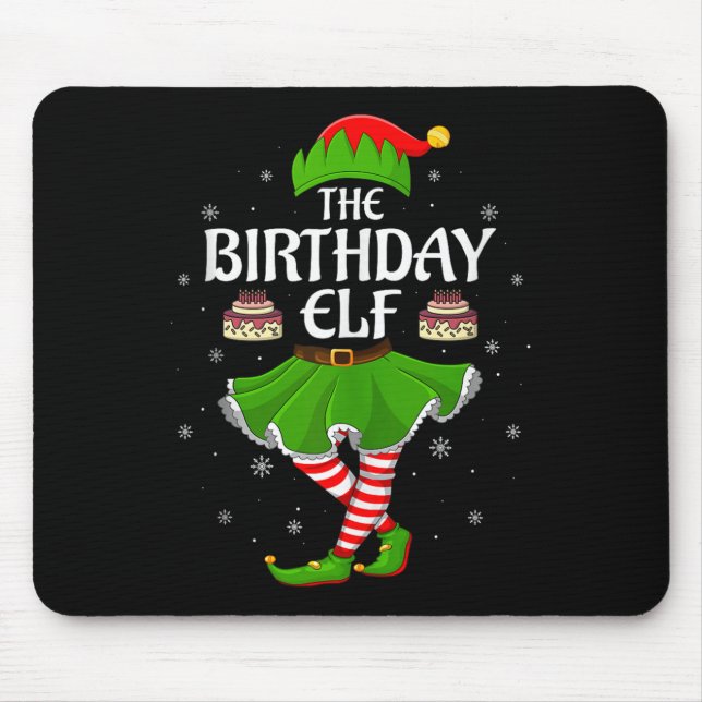 Birthday Elf Christmas Family Girls Women Elf Squa Mouse Mat (Front)