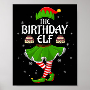Birthday Elf Christmas Family Girls Women Elf Squa Poster