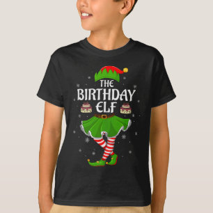 Birthday Elf Christmas Family Girls Women Elf Squa T-Shirt