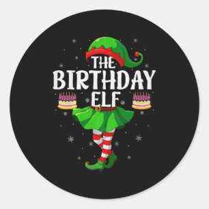 Birthday Elf Christmas Girls Women Elf Squad Xmas Classic Round Sticker