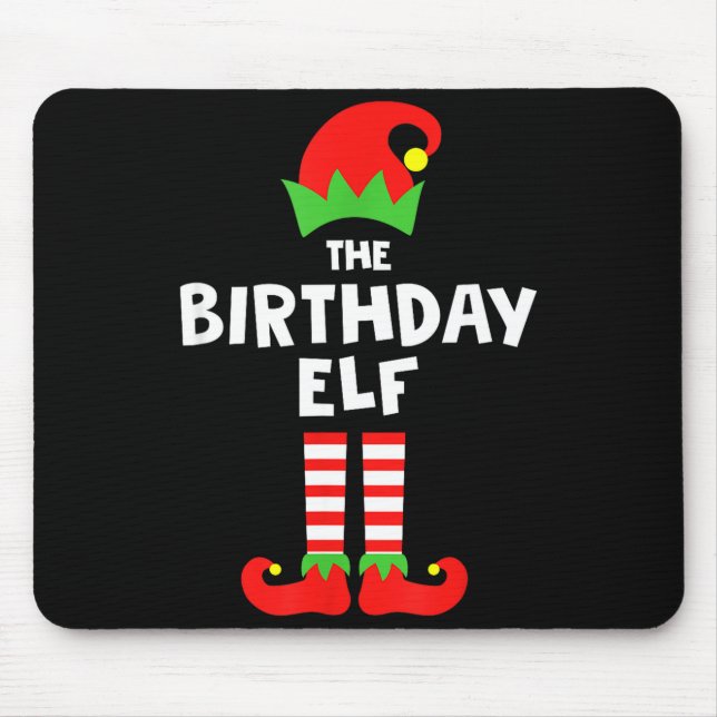 Birthday Elf Matching Group Family Holiday Christm Mouse Mat (Front)