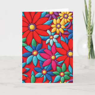 Birthday Embroidered Daisy Design Card