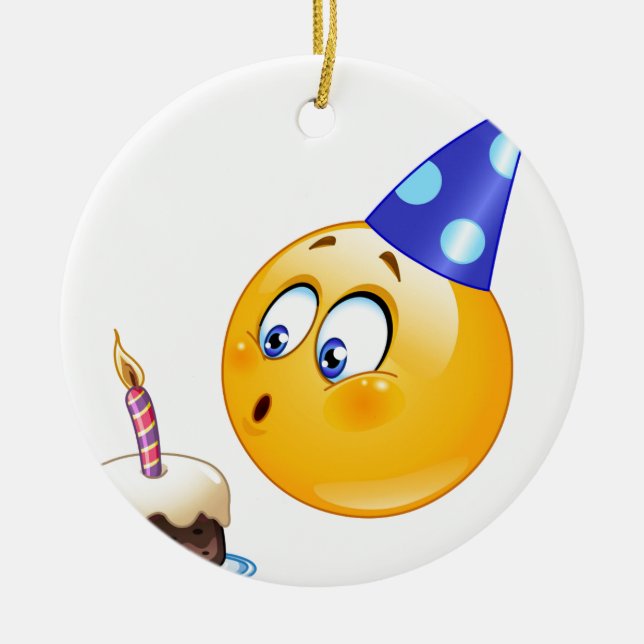 birthday emoji ceramic tree decoration (Front)
