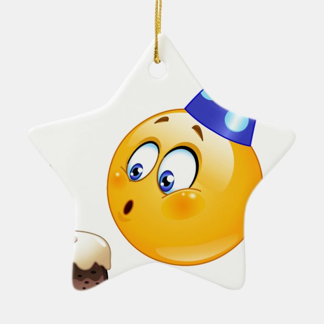birthday emoji ceramic tree decoration (Front)