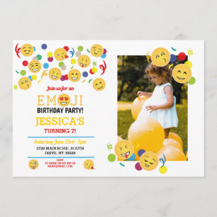 Birthday Emoji Children's Birthday Fun Happy Photo Invitation