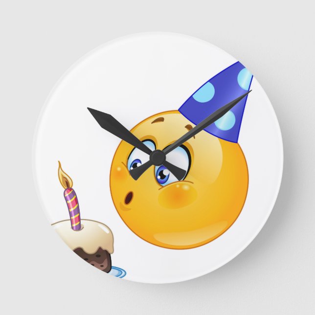 birthday emoji round clock (Front)