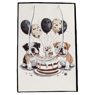 Birthday English Bulldogs Medium Gift Bag