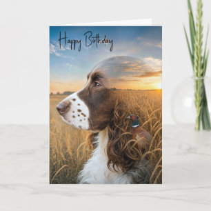 Birthday English Springer Spaniel and Pheasant Card