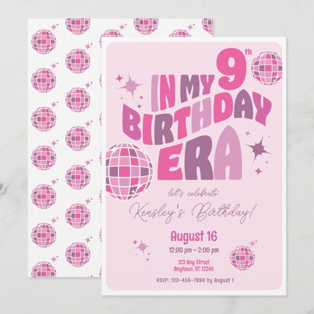 Birthday Era Disco Music Fun Party Invitation (Front/Back)