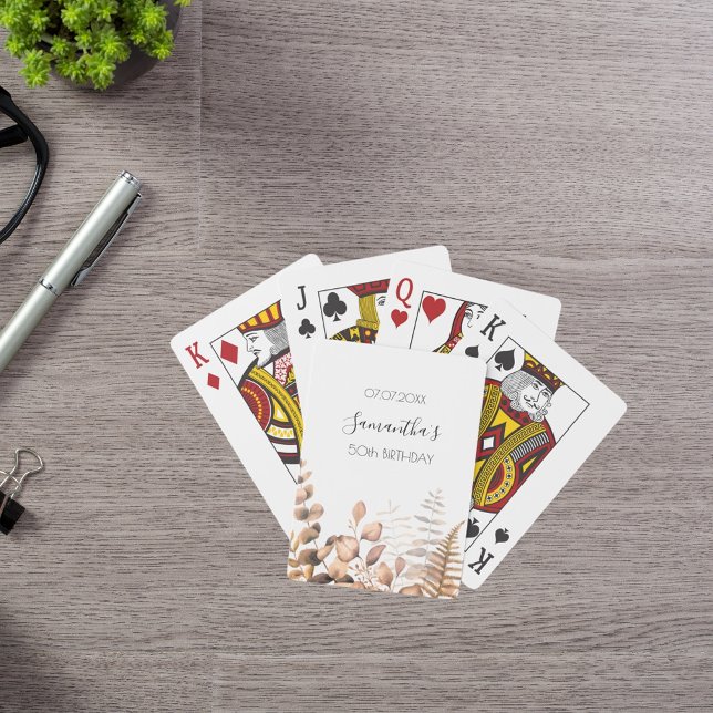 Birthday eucalyptus golden woodland ferns name playing cards (Creator Uploaded)