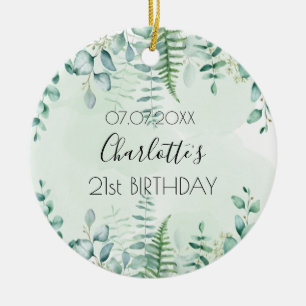 Birthday eucalyptus greenery name elegant ceramic tree decoration