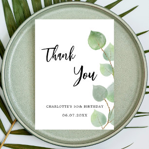 Birthday eucalyptus greenery thank you card