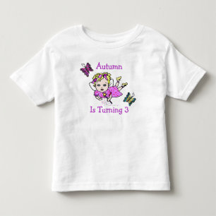 Birthday Fairy and Butterflies Age and Name Toddler T-Shirt