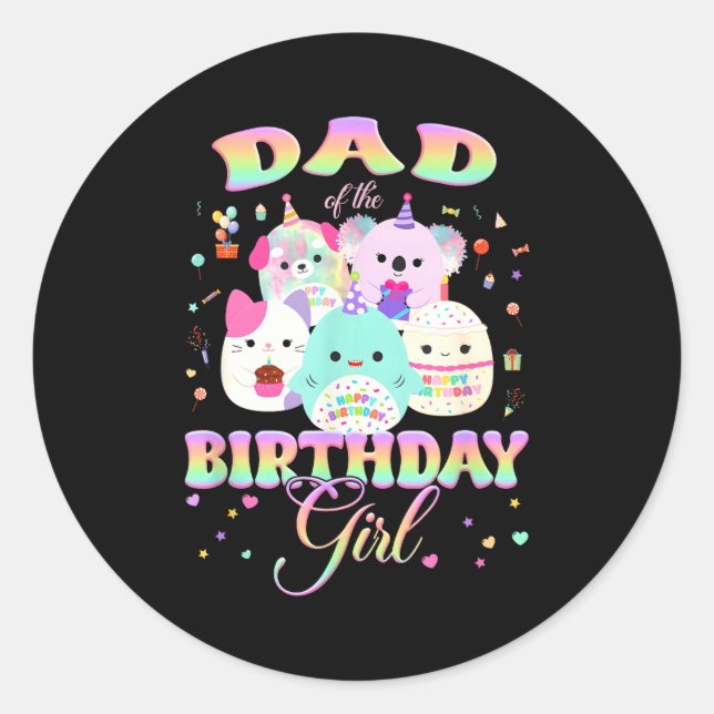 Birthday Family Squish Squad Dad Of The Birthday G Classic Round Sticker (Front)