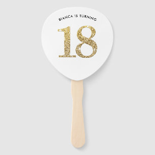 BIRTHDAY FAN modern stylish chic gold glitter 18th
