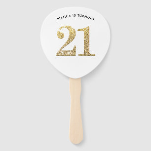 BIRTHDAY FAN modern stylish chic gold glitter 21st
