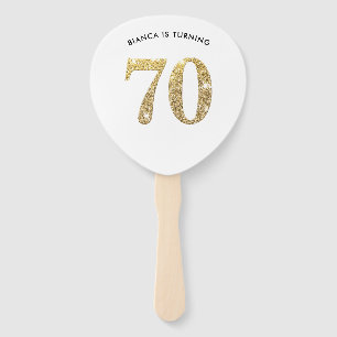 BIRTHDAY FAN modern stylish chic gold glitter 70th