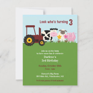 Birthday Farm Animals Invitation