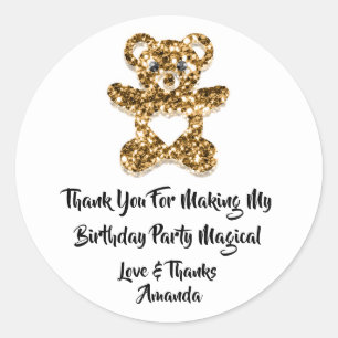 Birthday Favour Baby Shower Heart Baby Gold Bear Classic Round Sticker