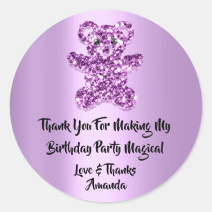  Birthday Favour Glitter Purple Violet Glitter Bea Classic Round Sticker