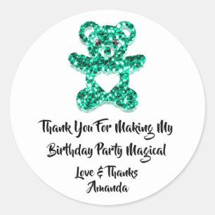 Birthday Favour Mint Green Heart Baby Sweet Bear Classic Round Sticker
