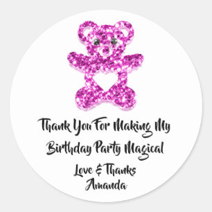 Birthday Favour Pink Heart Baby Sweet Bear Classic Round Sticker
