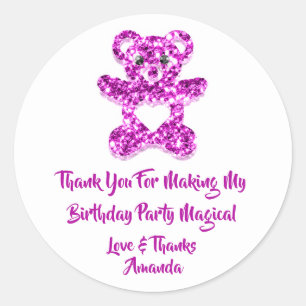 Birthday Favour Pinky Heart Baby Sweet Bear Classic Round Sticker