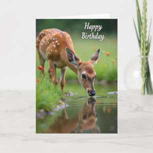 Birthday Fawn Reflection Card