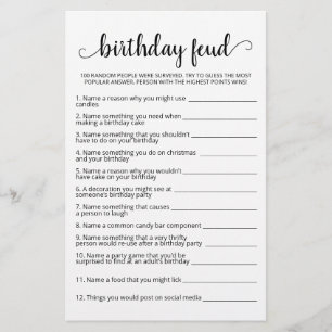 Birthday Feud game with Answers
