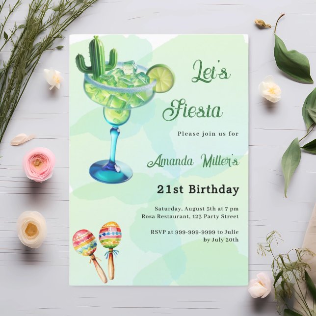 Birthday Fiesta Mexican style green Invitation (Creator Uploaded)