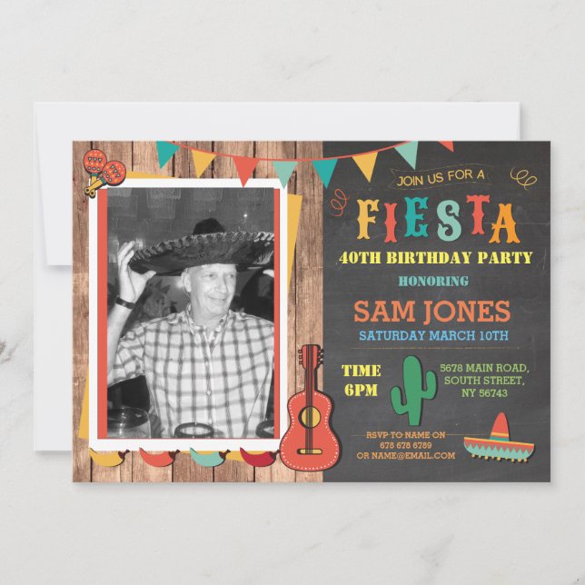 Birthday Fiesta Mexico Mexican Photo Party Invite (Front)