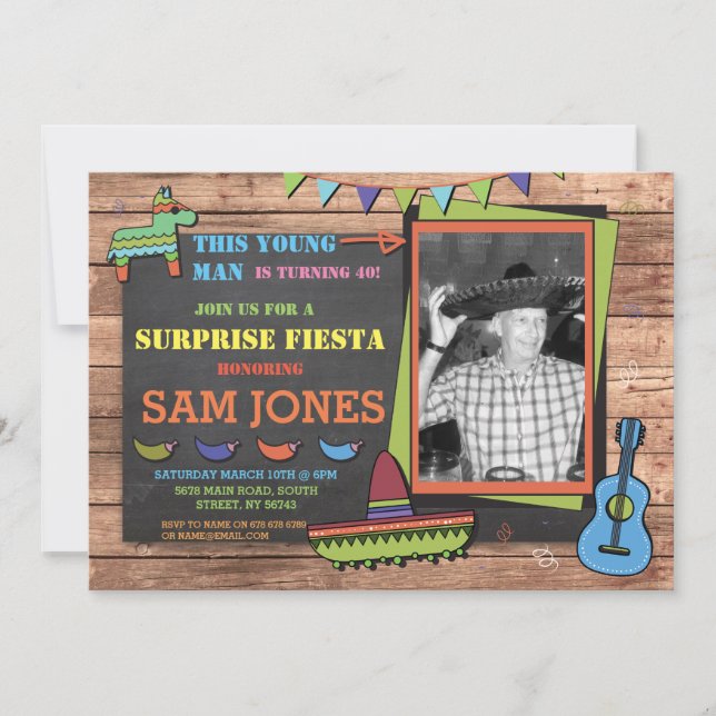 Birthday Fiesta Mexico Mexican Photo Party Invite (Front)