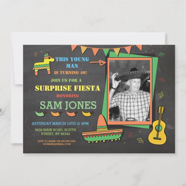 Birthday Fiesta Mexico Mexican Photo Party Invite (Front)