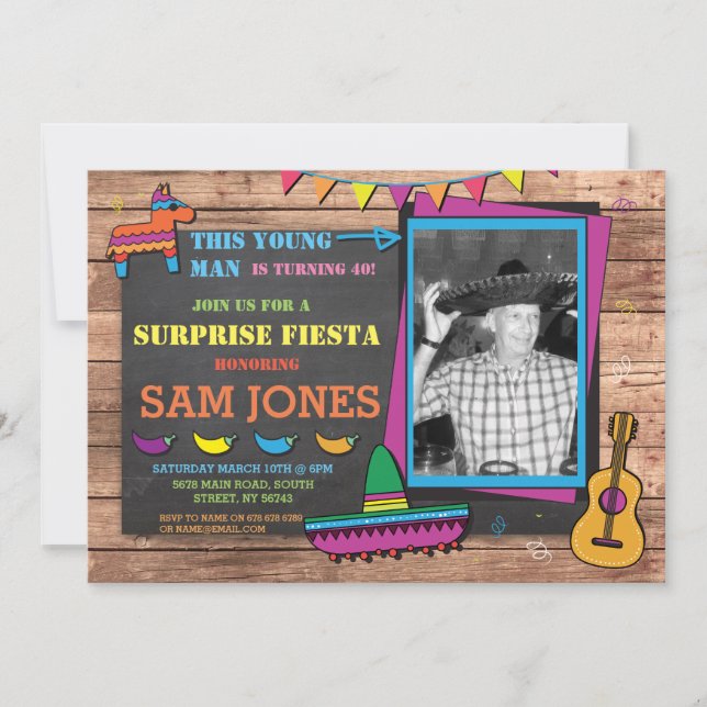 Birthday Fiesta Mexico Mexican Photo Party Invite (Front)