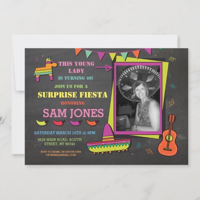 Birthday Fiesta Mexico Mexican Photo Party Invite (Front)