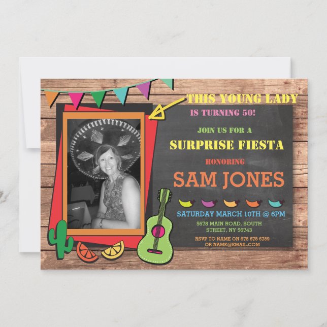 Birthday Fiesta Mexico Mexican Photo Party Invite (Front)