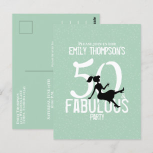 Birthday Fifty and Fabulous Modern Cocktails Mint Postcard