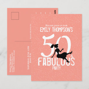 Birthday Fifty and Fabulous Modern Cocktails Postcard