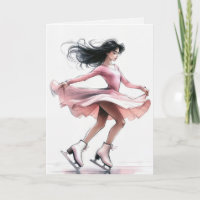 Birthday Figure Skater Girl With Pink Ice Skates