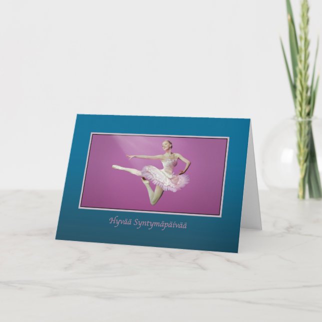 Birthday, Finnish, Leaping Ballerina Card (Front)