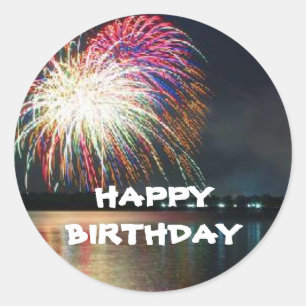 BIRTHDAY: Fireworks at the Lake Celebration Classic Round Sticker