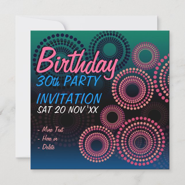 Birthday Fireworks Celebration Invitation (Front)