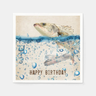 birthday fish jumping out of water napkin