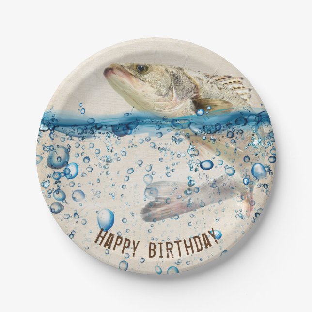 birthday fish jumping out of water paper plate (Front)
