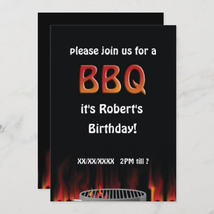 Birthday Flaming Hot BBQ Party Invitation