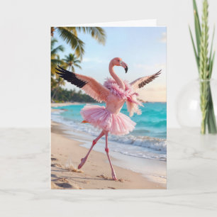 Birthday Flamingo In a Pink Tutu Card