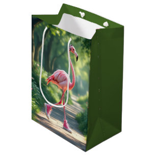 Birthday Flamingo In Sneakers With Headphones Medium Gift Bag