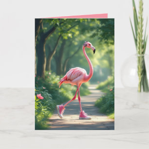 Birthday Flamingo Wearing Headphones and Sneakers Card