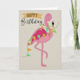 Birthday Flamingo with Banner Card