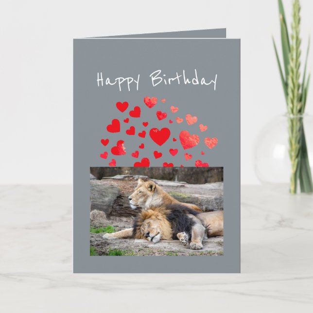 Birthday  Flirty Lion Couple of Fun Humour  Card (Front)